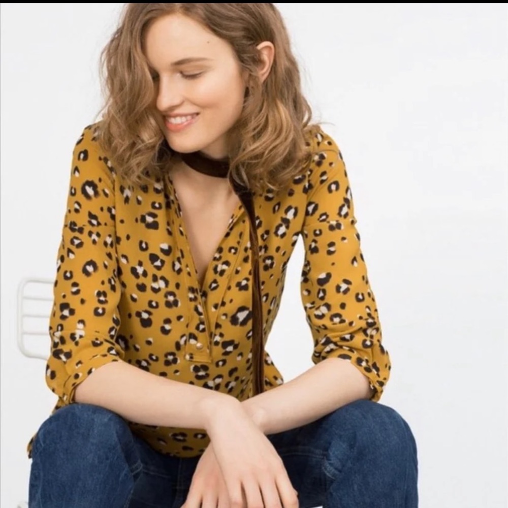 ZARA Leopard Plaid Tunic Size SMALL